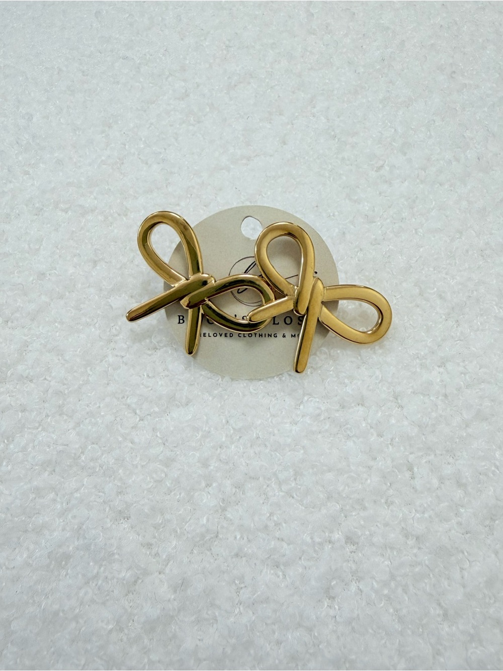 Gold Ribbon Knot Stud Earrings - Women Jewelry